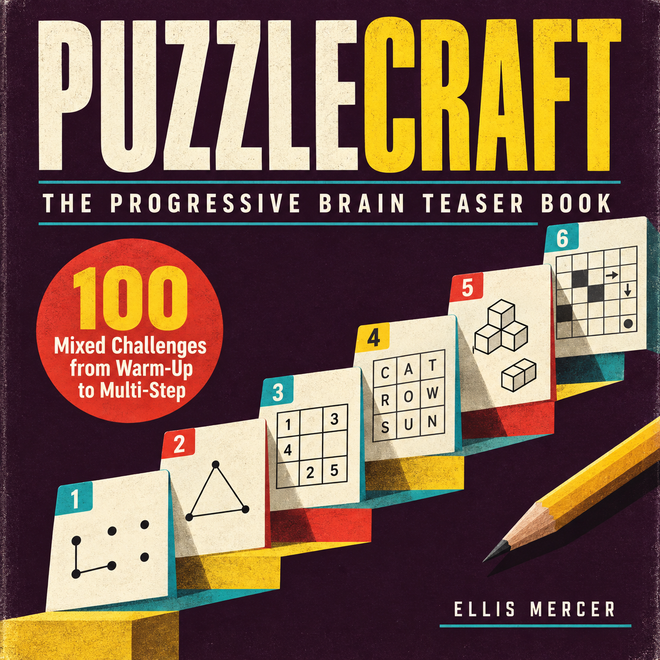 Cover of The Progressive Brain Teaser Book, a PUZZLECRAFT digital puzzle guide.